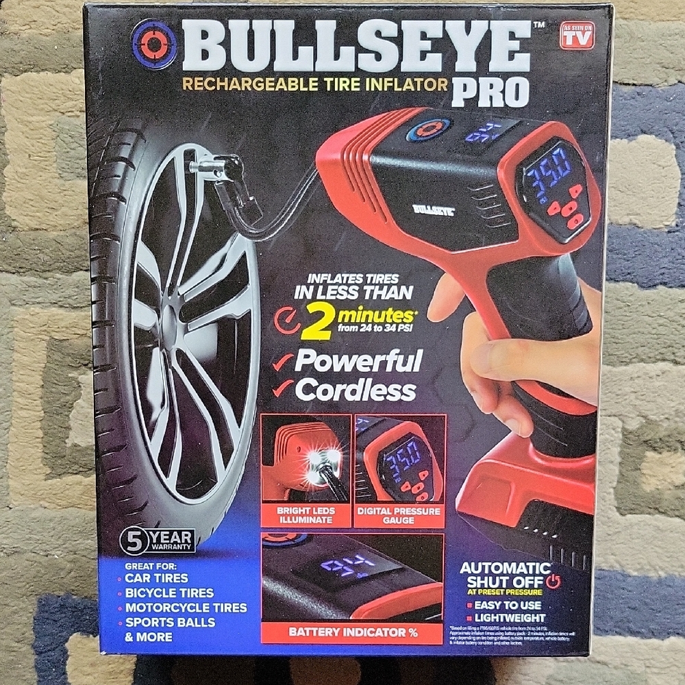 Bullseye Pro Portable Rechargeable Tire Inflator